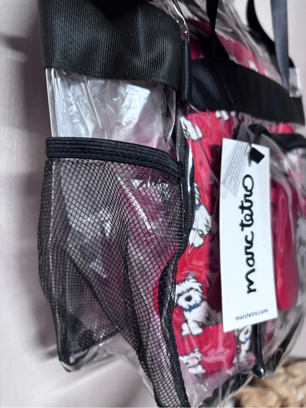Marc Tetro Clear Tote Bag with Red Dog Print Insert - Picture 2 of 3